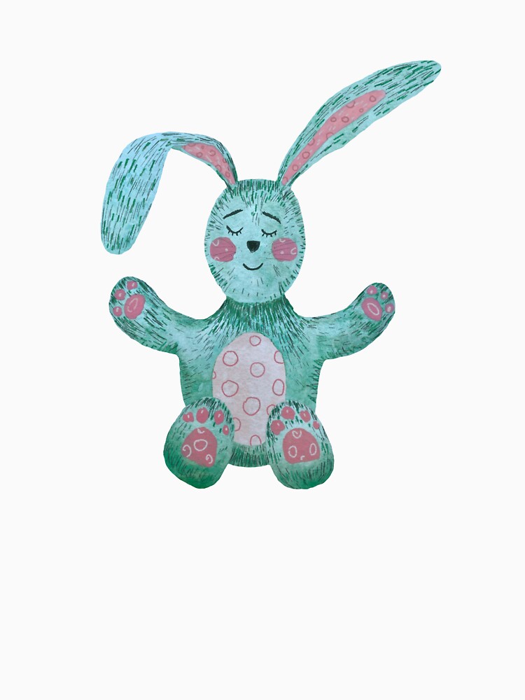 Rabbit blue textured cute a watercolor sketch by Yana Mustafina | Boho Soulful Designs T-Shirts, Hoodie, Sweatshirt (Image 3)