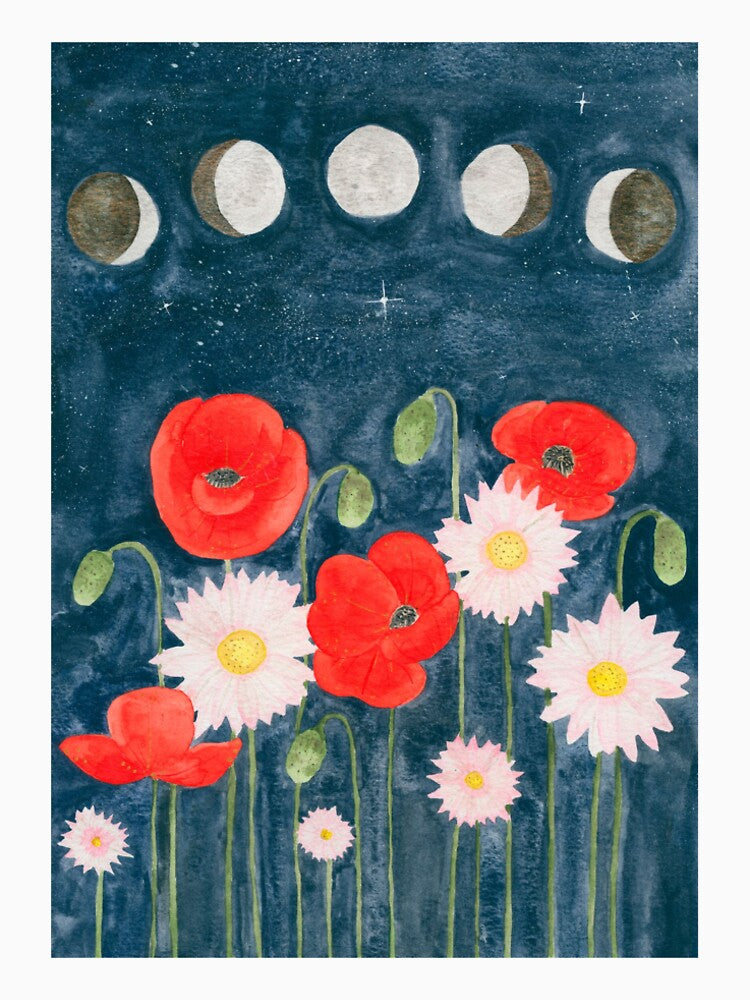 Moon and Wildflowers by ElenaHareMoon T-Shirts, Hoodie, Sweatshirt | BlankRebels.com (Image 2)