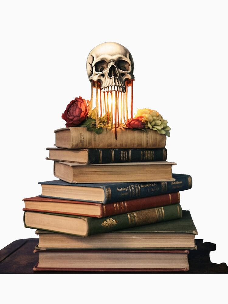 Skull with Candle on Stack of Books by auxincaftan0o T-Shirts, Hoodie, Sweatshirt | BlankRebels.com (Image 3)