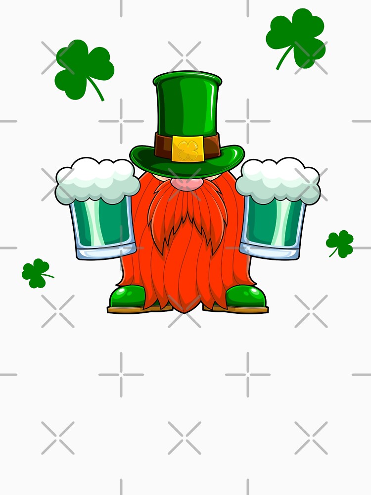 St Patricks Day Cute Green Gnome Drinking Beer & Shamrock Lucky Charm by smailjr T-Shirts, Hoodie, Sweatshirt (Image 3)