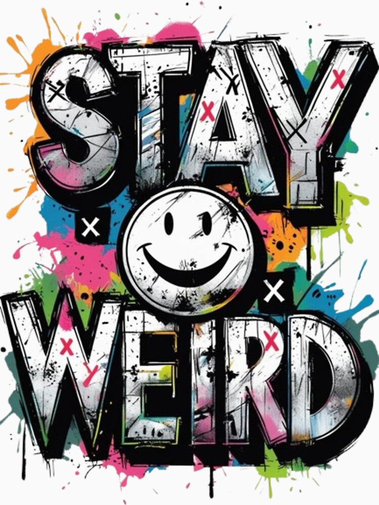 Abstract Stay Weird Smiley Face Design by RKBJM T-Shirts, Hoodie, Sweatshirt | BlankRebels.com (Image 3)