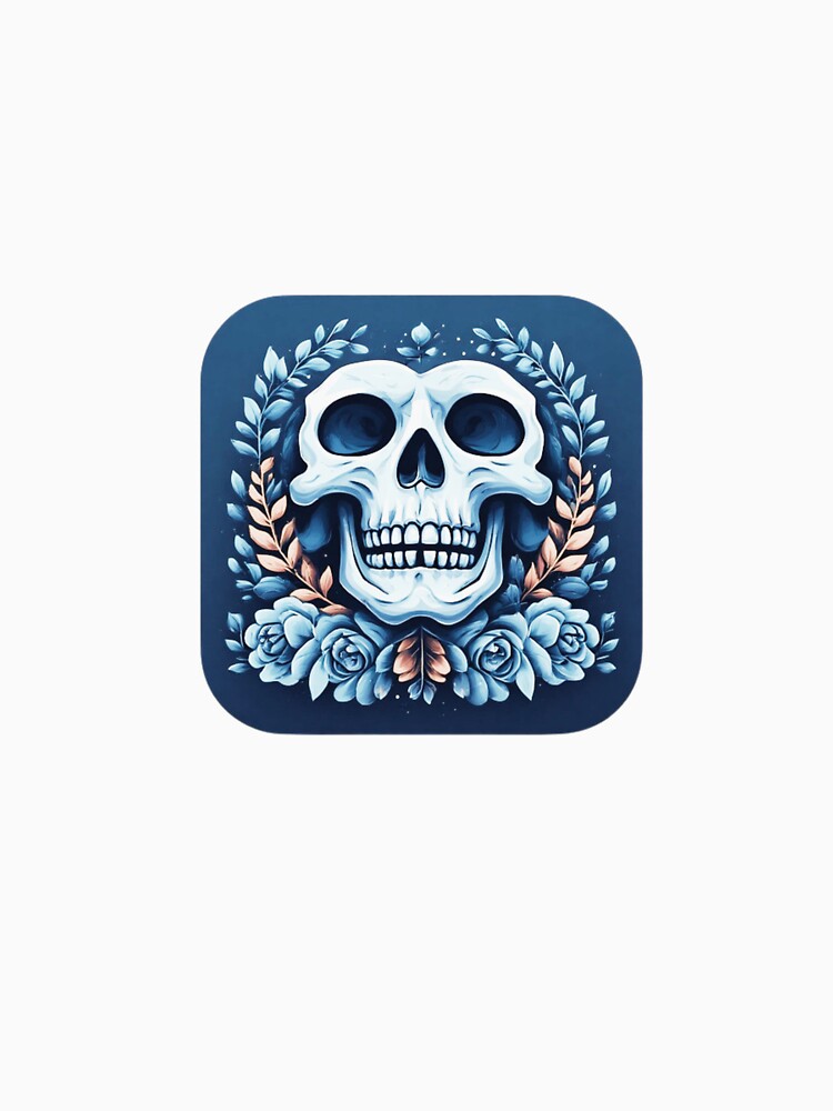 Blue Floral Skull Emblem by RED-MOUSE T-Shirts, Hoodie, Sweatshirt | BlankRebels.com (Image 3)