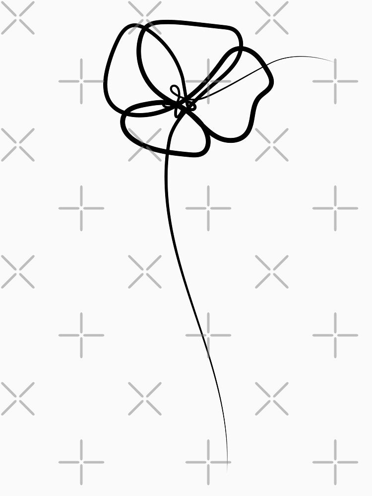 Poppy Flower Minimal art | One Line Drawing | One Line Art by One-Line-Artist T-Shirts, Hoodie, Sweatshirt (Image 3)