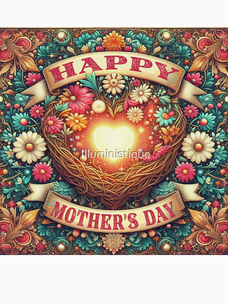Happy Mothers Day Glowing Heart in the Nest by Illuministique T-Shirts, Hoodie, Sweatshirt | BlankRebels.com (Image 3)