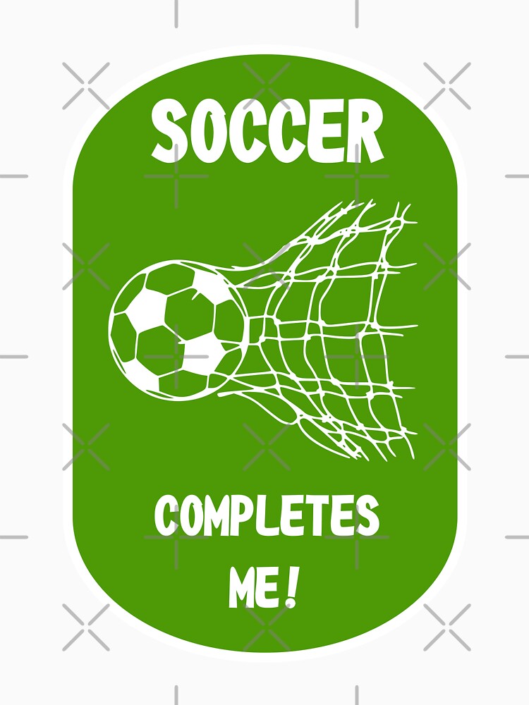 Soccer Completes Me / Football Design on a Green Background by ThisNThatImages