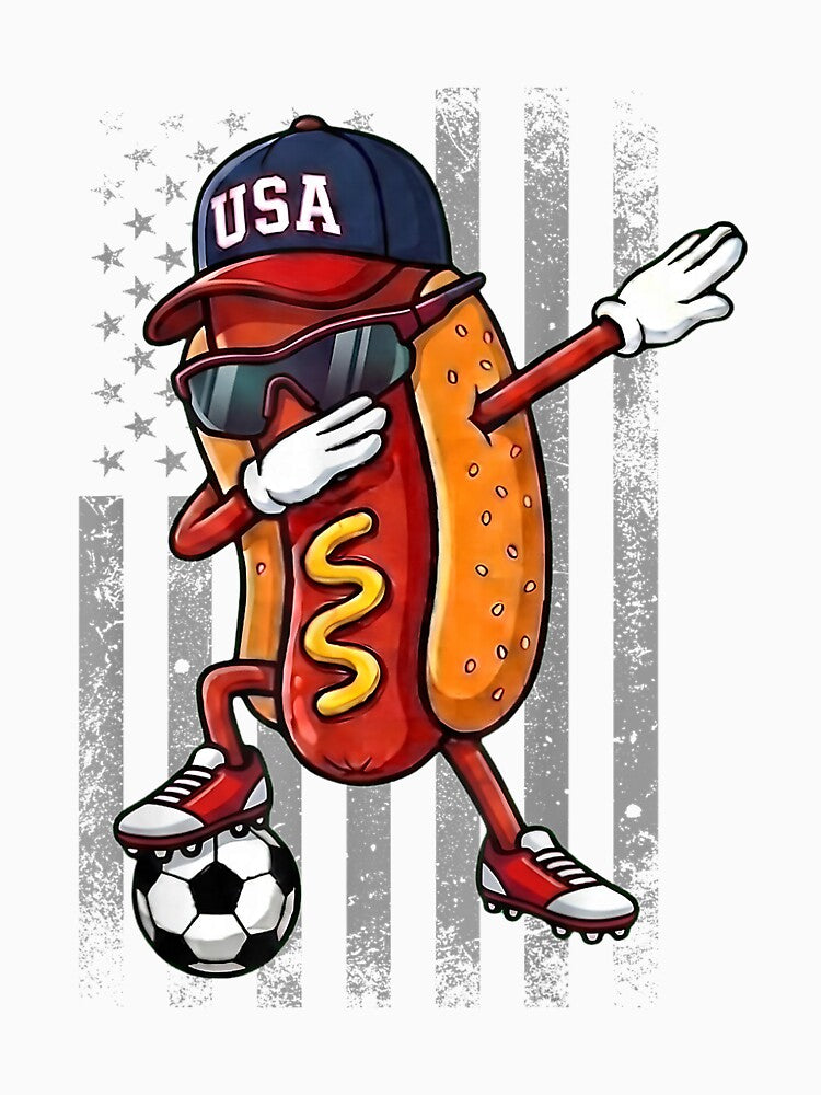 Hot Dog Dabbing Funny Soccer Boys Girls Kids Men & Women by miuukiuu