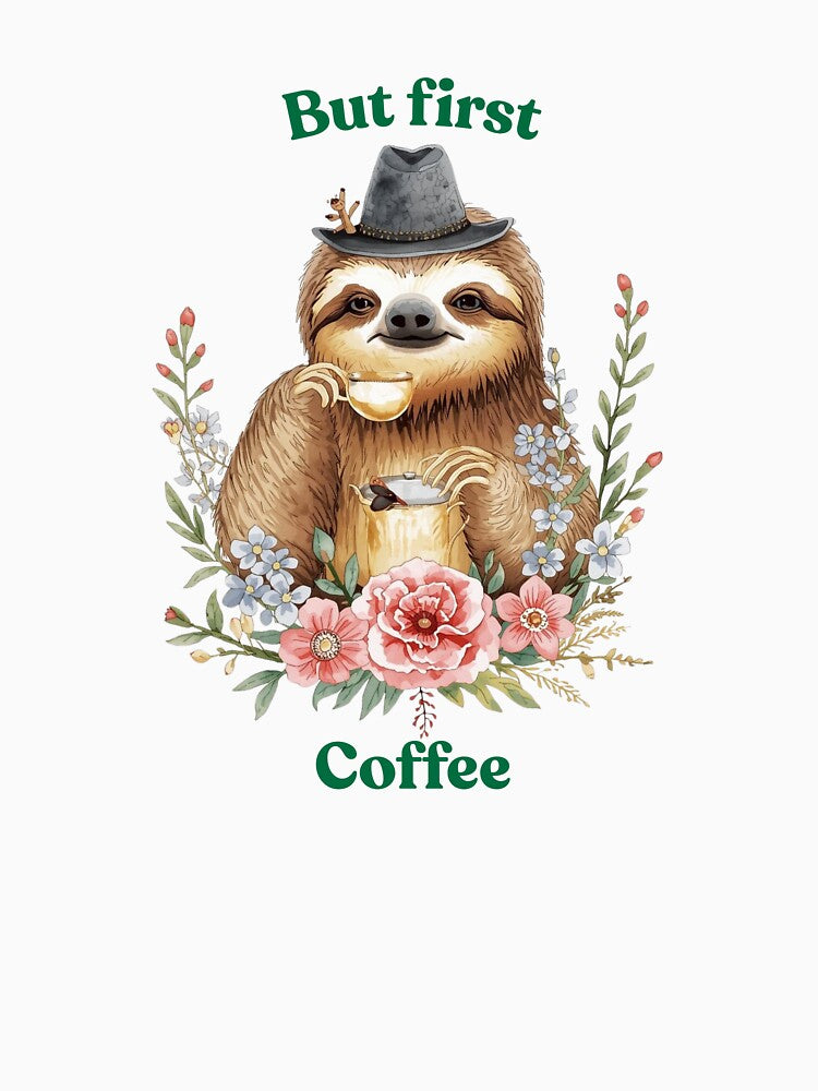 But first coffee - Sloth by Luisshopp T-Shirts, Hoodie, Sweatshirt | BlankRebels.com (Image 3)