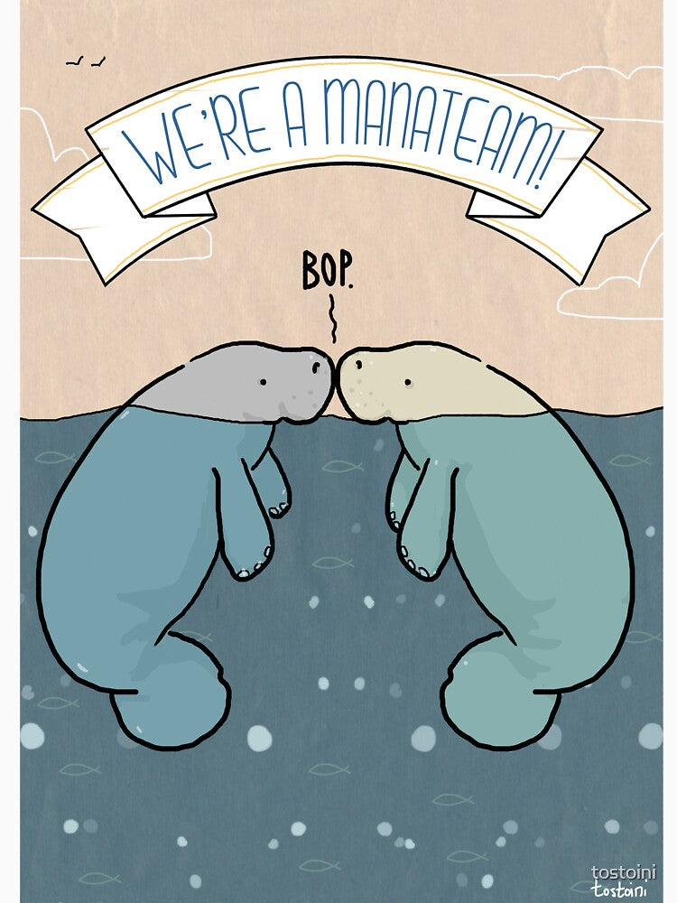 We're a manateam! manatee love and friendship illustration by tostoini T-Shirts, Hoodie, Sweatshirt (Image 3)