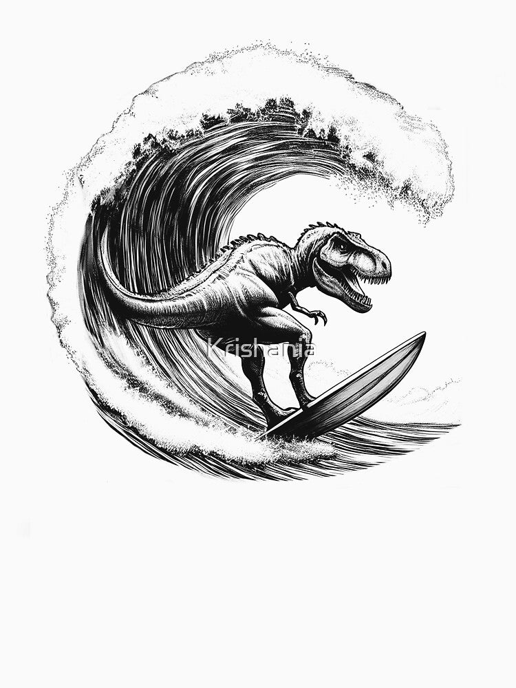 Dinosaur Surfing Surf Surfboard Surfer by Kimberley King Art  King Art T-Shirts, Hoodie, Sweatshirt (Image 3)