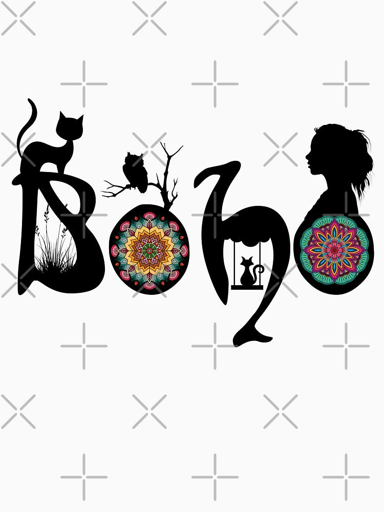 Boho Ornamental Typography T-Shirt - BOHO by GorinART Hoodie, Sweatshirt | BlankRebels.com (Image 3)