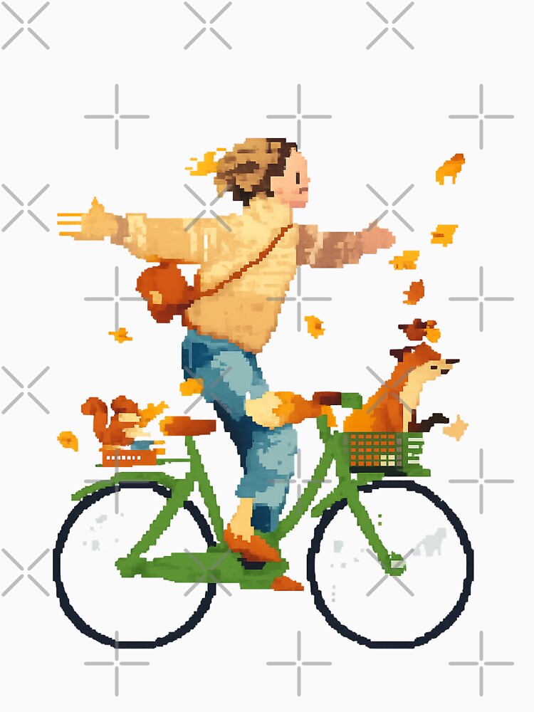 Autumn Ride – Cozy 8-Bit Pixel Art Bicycle Sticker by Gurjeetpixelart T-Shirts, Hoodie, Sweatshirt (Image 3)