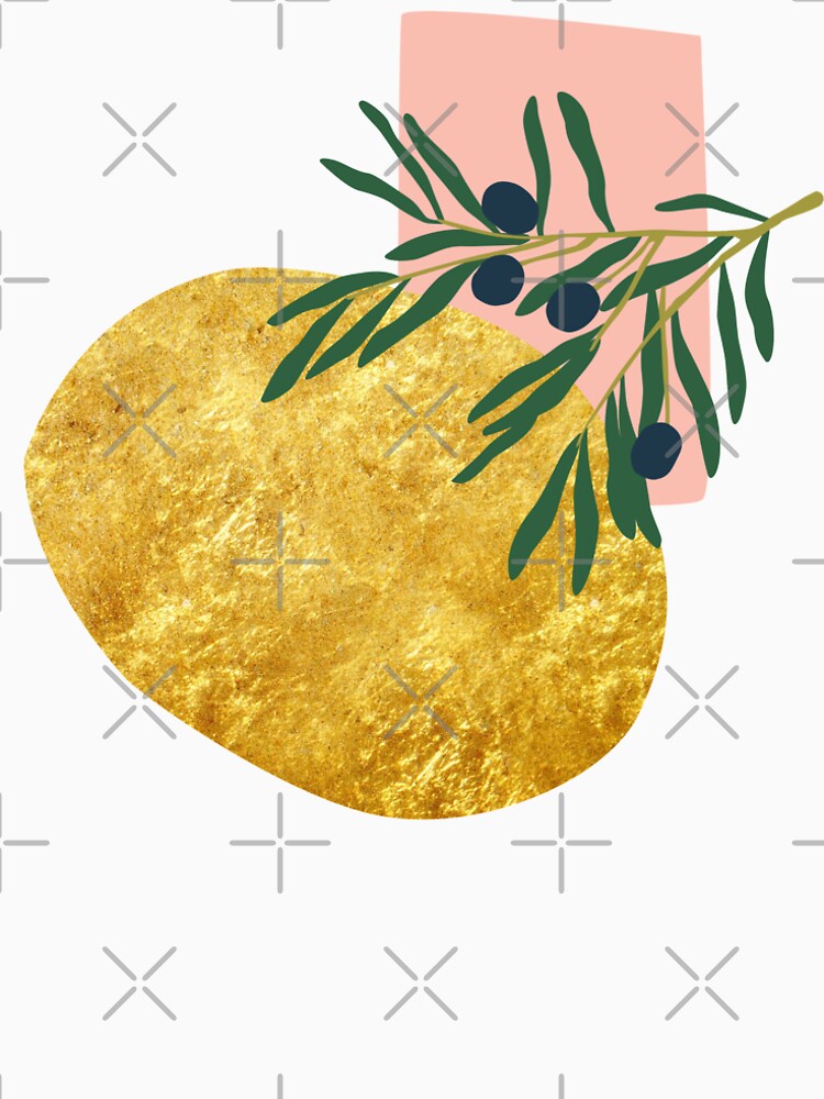 Minimalist italian olive branch with abstract gold and pick form by Nossikko T-Shirts, Hoodie, Sweatshirt (Image 2)