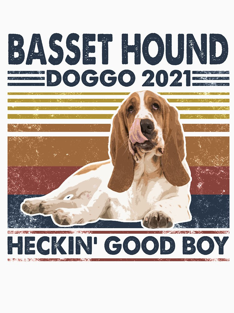 Basset Hound Doggo 2021 Heckin Good Boy Vintage by enedinake43 T-Shirts, Hoodie, Sweatshirt | BlankRebels.com (Image 3)