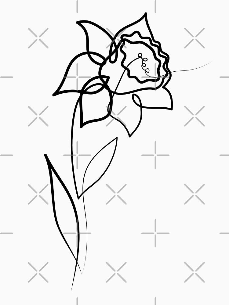 Daffodil Flower Minimal art | One Line Drawing | One Line Art by One-Line-Artist T-Shirts, Hoodie, Sweatshirt (Image 3)