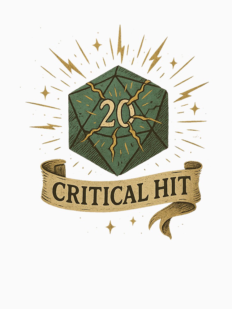 Critical Hit T-Shirt – Vintage D20 Dice Design For RPG & DnD Players by Justonemorelvl Hoodie, Sweatshirt (Image 3)