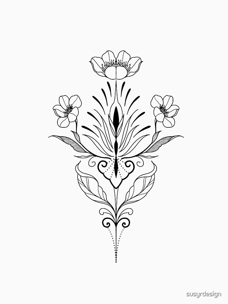 Floral ornament, tattoo style by susyrdesign T-Shirts, Hoodie, Sweatshirt | BlankRebels.com (Image 3)