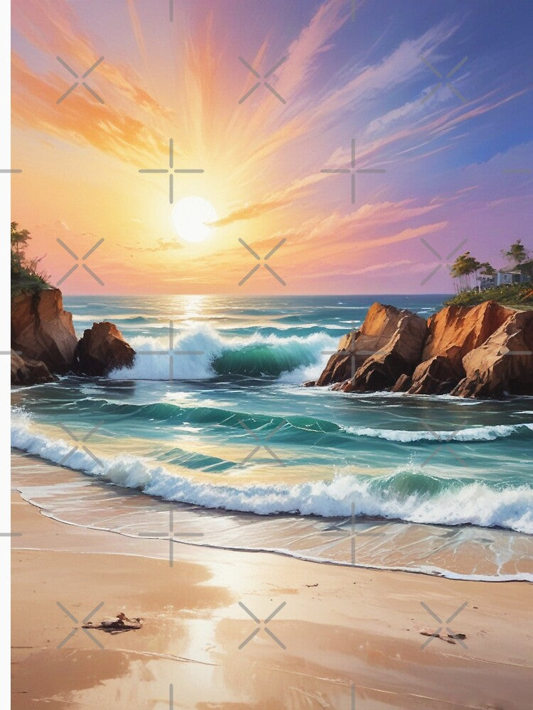 Beautiful sea beach view acrylic painting print design by Anshu3813 T-Shirts, Hoodie, Sweatshirt | BlankRebels.com (Image 3)