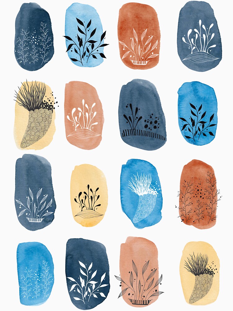 Modern Indigo Terracotta Ovals Pattern by CMF Designs T-Shirts, Hoodie, Sweatshirt | BlankRebels.com (Image 3)