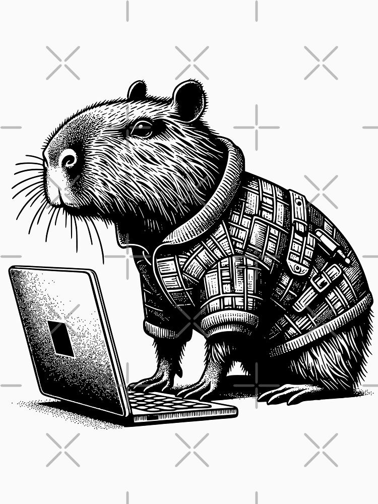 Punk Rock Goth Capybara on Computer Vintage Style by dreamsagellc T-Shirts, Hoodie, Sweatshirt | BlankRebels.com (Image 3)