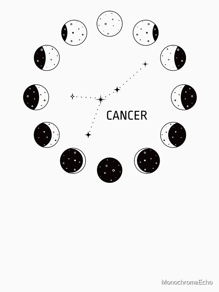 Moon phases and zodiac constellation Cancer by MonochromeEcho T-Shirts, Hoodie, Sweatshirt | BlankRebels.com (Image 3)
