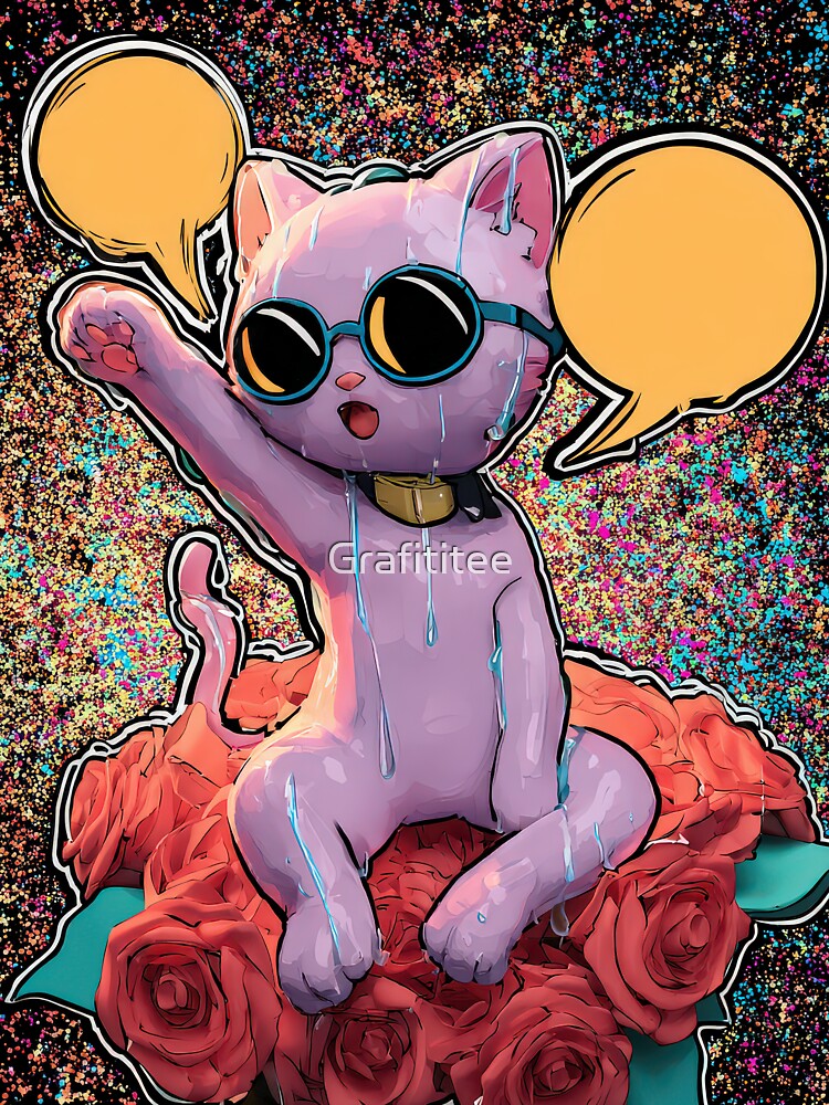 Cute Comic Kitten with Speech Bubble Illustration by Grafititee T-Shirts, Hoodie, Sweatshirt | BlankRebels.com (Image 3)