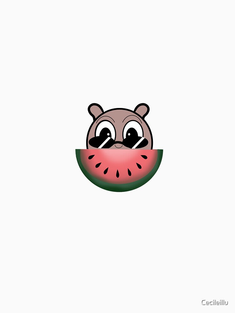 Cute animal with a watermelon by Cecileillu