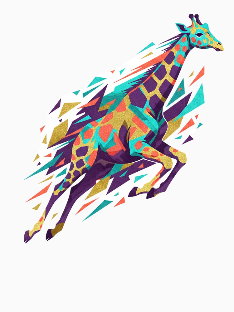 Running Giraffe Geometric Art  Speed and Freedom  Wildlife Wall Art by SavannaStrikes T-Shirts, Hoodie, Sweatshirt (Image 3)