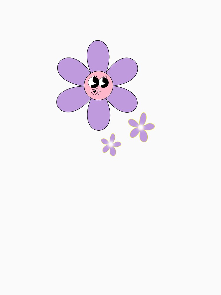 Cute Kawaii Purple Flower with Smiling Face – Playful Floral Cartoon Art by poojak77 T-Shirts, Hoodie, Sweatshirt (Image 3)