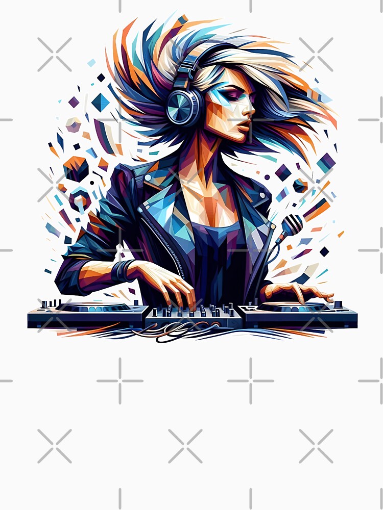 Vibrant Female DJ Art by Dynke T-Shirts, Hoodie, Sweatshirt | BlankRebels.com (Image 3)