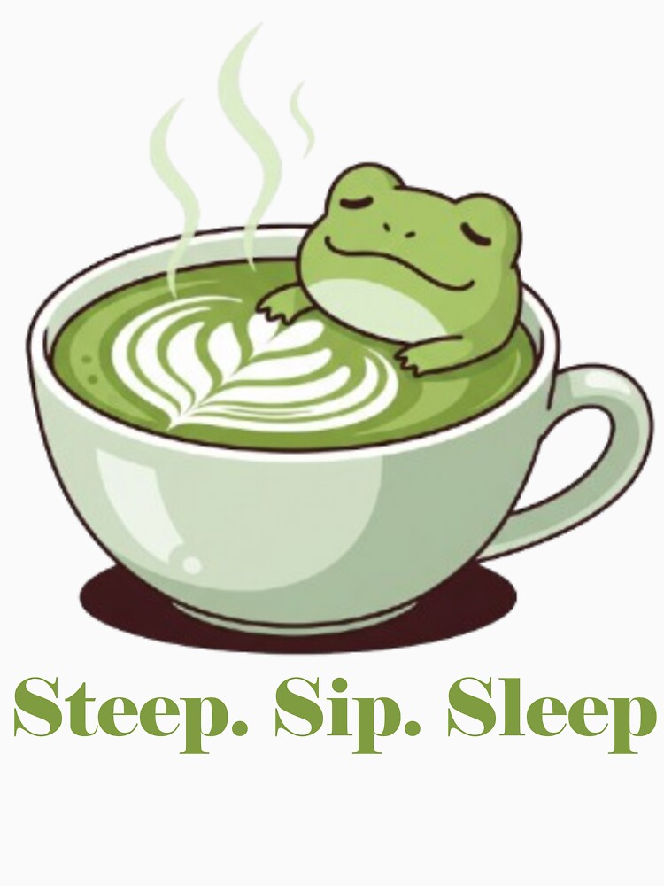 Steep. Sip. Sleep. | Kawaii Frog in Matcha T-Shirt by PunnyBean Hoodie, Sweatshirt | BlankRebels.com (Image 3)
