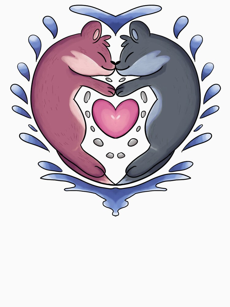 Cute Cartoon Love Otters Holding Hands Pattern by PugFan19 T-Shirts, Hoodie, Sweatshirt | BlankRebels.com (Image 2)