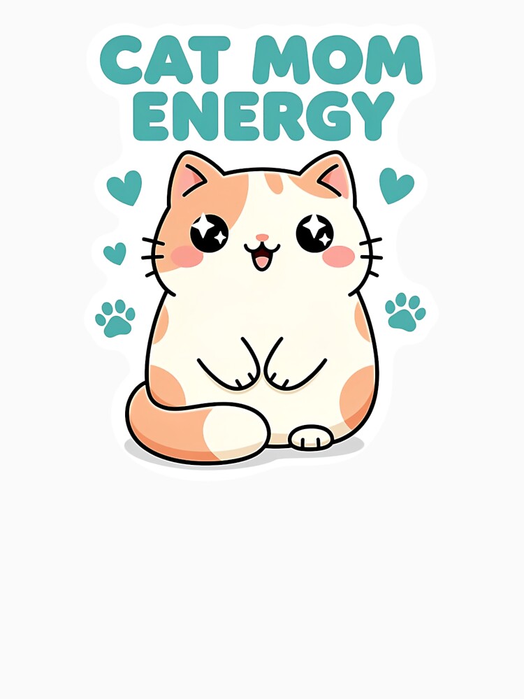Cat Mom Energy Cute Kawaii Cat by Bright Vibe Designs T-Shirts, Hoodie, Sweatshirt | BlankRebels.com (Image 3)