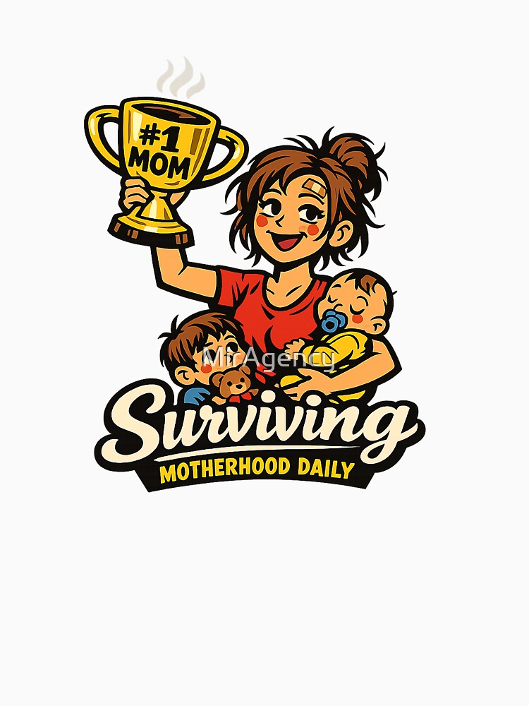 Surviving Motherhood Daily – #1 Mom Funny Illustration | Mother’s Day Gift by MirAgency T-Shirts, Hoodie,... (Image 3)
