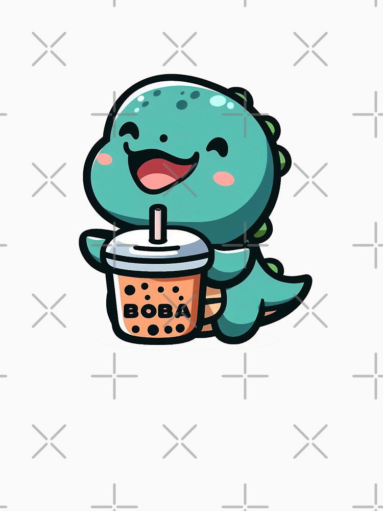 ADORABLE turquoise little dinosaur with boba tea for stickers and more! by SaraDatCool T-Shirts, Hoodie, Sweatshirt (Image 3)