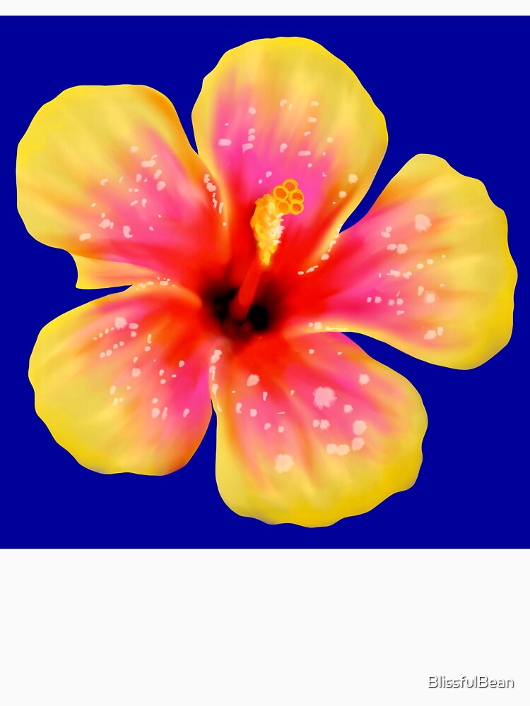 Yellow Hawaiian Flower (Blue Background) by BlissfulBean T-Shirts, Hoodie, Sweatshirt | BlankRebels.com (Image 3)