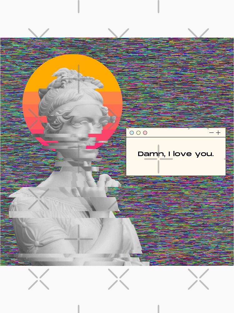 Damn I love you vaporwave Greek beauty statue design by Ahmer Qureshi T-Shirts, Hoodie, Sweatshirt (Image 3)