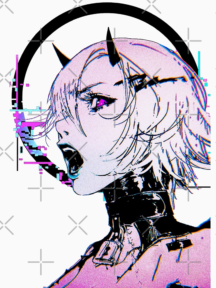 Cyberpunk Glitch Girl Orb Vaporwave Style by OWLvision33