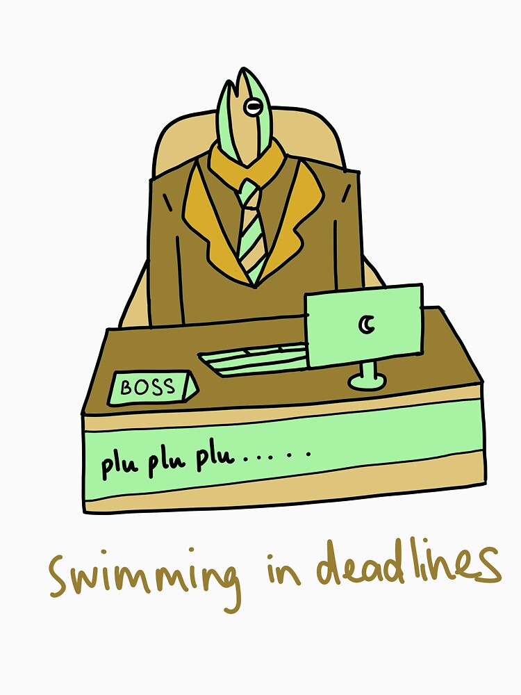 Swimming in Deadlines Funny Office Boss Cartoon by Baby-Care