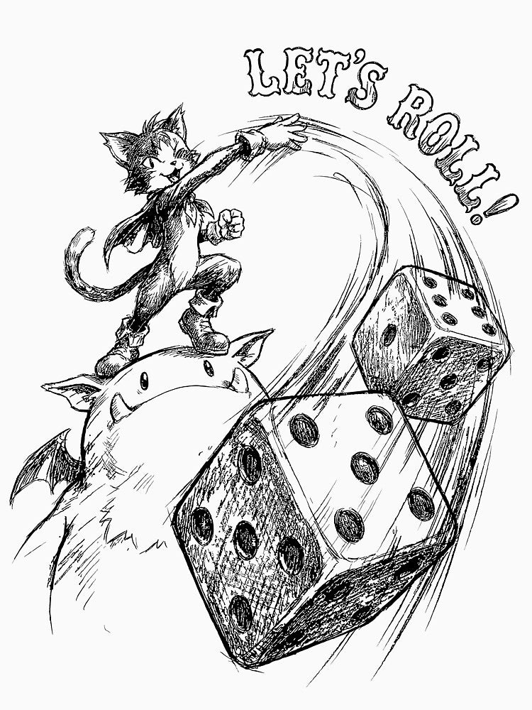 Lucky Dice Toss - Cait Sith Final Fantasy VII FF7 FFVII Fanart by bapupa