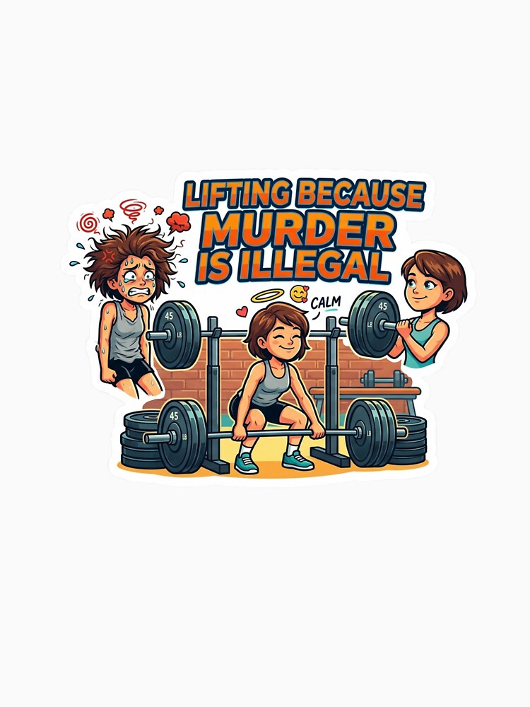 Lifting Because Murder Is Illegal Funny Gym Sticker Meme by ArmoniaJustin