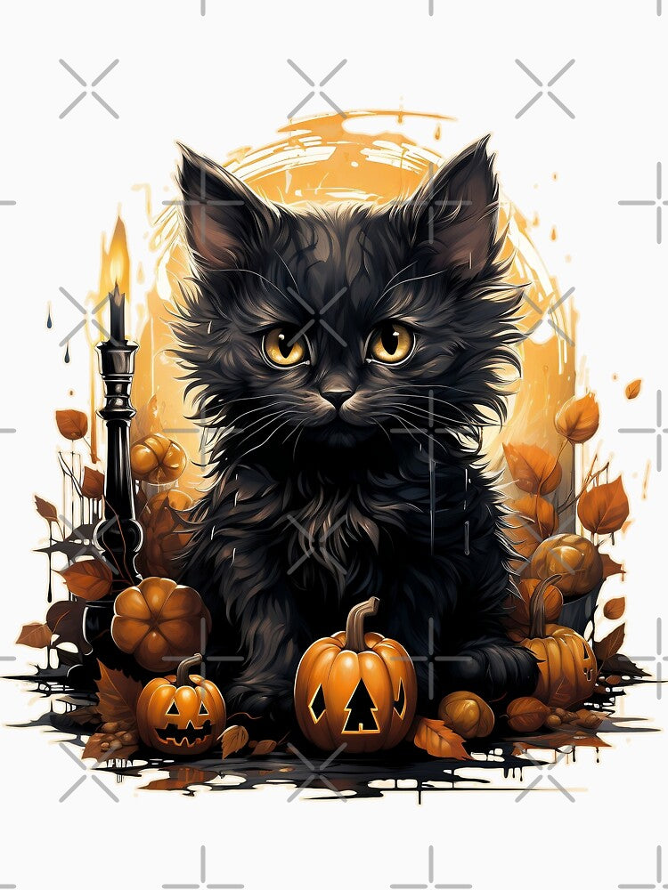 HALLOWEEN SCENERY WITH PUMPKINS AND CAT by Hiszpanka T-Shirts, Hoodie, Sweatshirt | BlankRebels.com (Image 3)