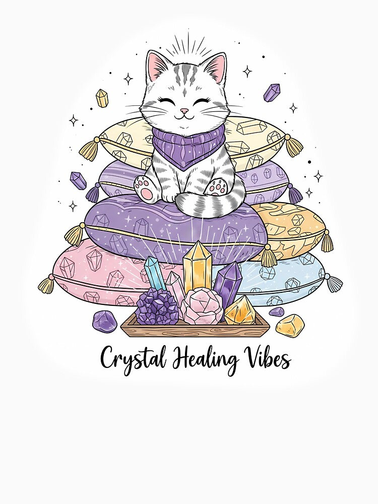 Crystal Healing Vibes Spiritual Cat Meditation by DESIGNPP T-Shirts, Hoodie, Sweatshirt | BlankRebels.com (Image 3)