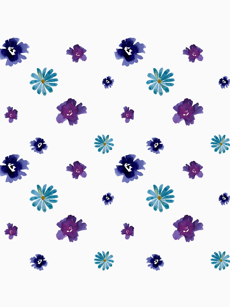 Violet viola dark blue daisy pattern watercolor by Yana Mustafina | Boho Soulful Designs T-Shirts, Hoodie,... (Image 3)