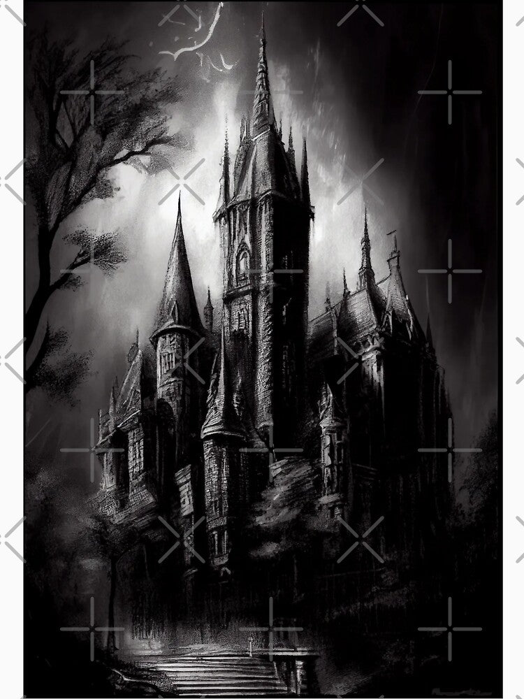 Dark Gothic Castle Artwork - Gothic Art - Gothic Horror Drawing by ZickDezine T-Shirts, Hoodie, Sweatshirt (Image 3)