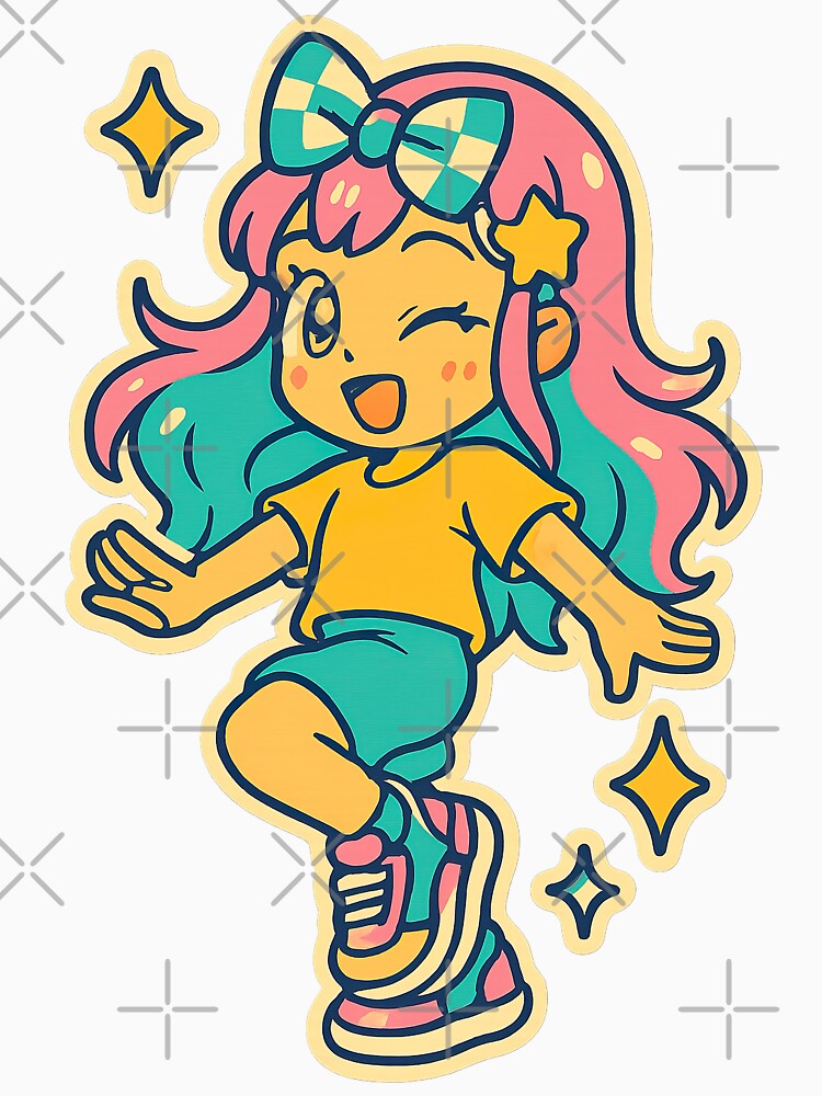 Kawaii Anime Girl, Y2K Aesthetic, Dancing by graphic-genie T-Shirts, Hoodie, Sweatshirt | BlankRebels.com (Image 3)