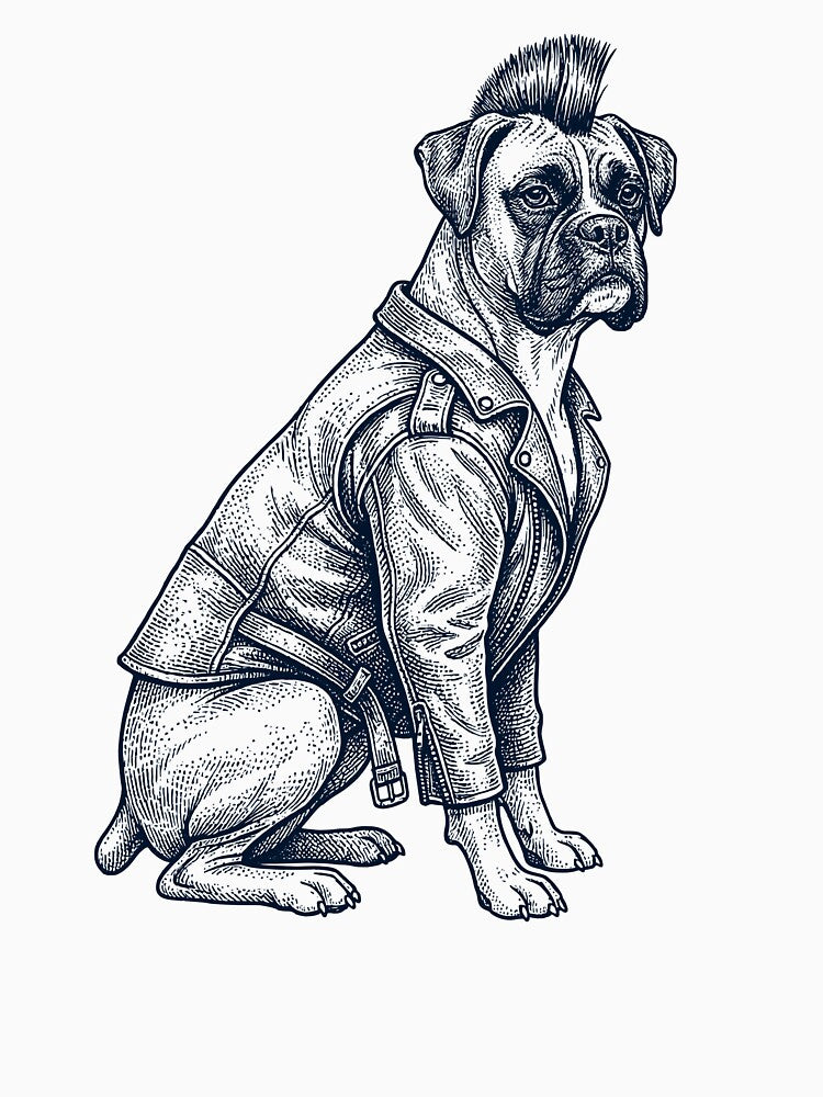 Vintage Boxer Dog Punk Mowhawk Dog Mom Dad by DoodleTortle T-Shirts, Hoodie, Sweatshirt | BlankRebels.com (Image 3)
