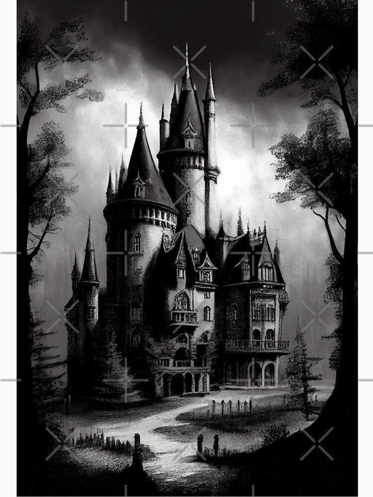 Dark Gothic Castle Artwork - Gothic Art - Gothic Drawing by ZickDezine T-Shirts, Hoodie, Sweatshirt (Image 3)