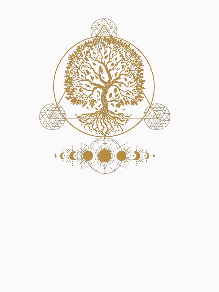 Tree of Life Sacred Geometry – Mystic Mandala Golden Symbol Artwork by MythologyRealm T-Shirts, Hoodie, Sweatshirt (Image 3)