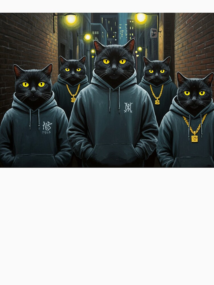 Street Black Cat Funny T-Shirts, Timeless April Cat Iphone Cases by Abstractadorn Hoodie, Sweatshirt (Image 3)