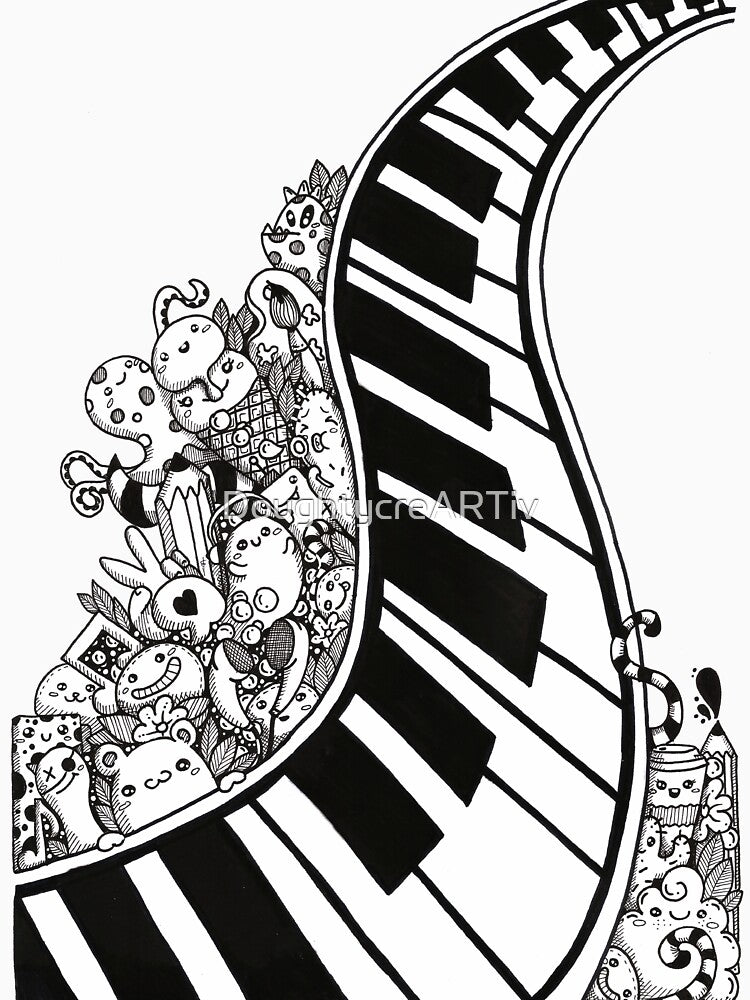 Piano doodle by DoughtycreARTiv T-Shirts, Hoodie, Sweatshirt | BlankRebels.com (Image 3)